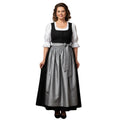 Women's Dirndl Dress – Black & Silver Silk Apron Set - Alpine Dirndl